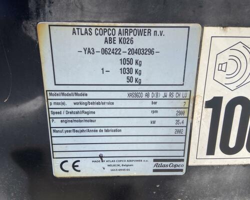 Přívěsný kompresor ATLAS COPCO XAS 96 DD, 5.3 m3/m