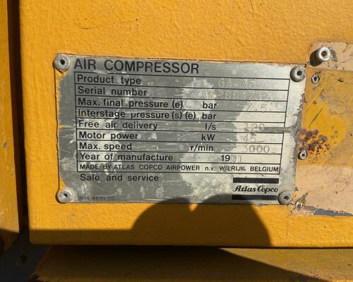 Stacionární kompresor Atlas Copco GA 45, ihned k dispozici 